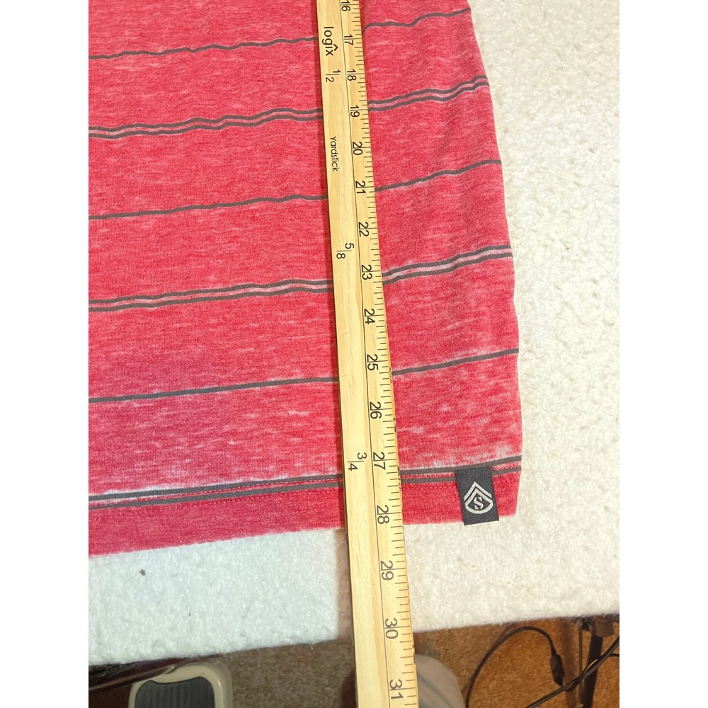 Surplus Mens Size Medium Striped Crewneck Short Sleeve T-Shirt Red Grey NWT - Picture 3 of 7